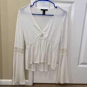 Bell Sleeve White Top